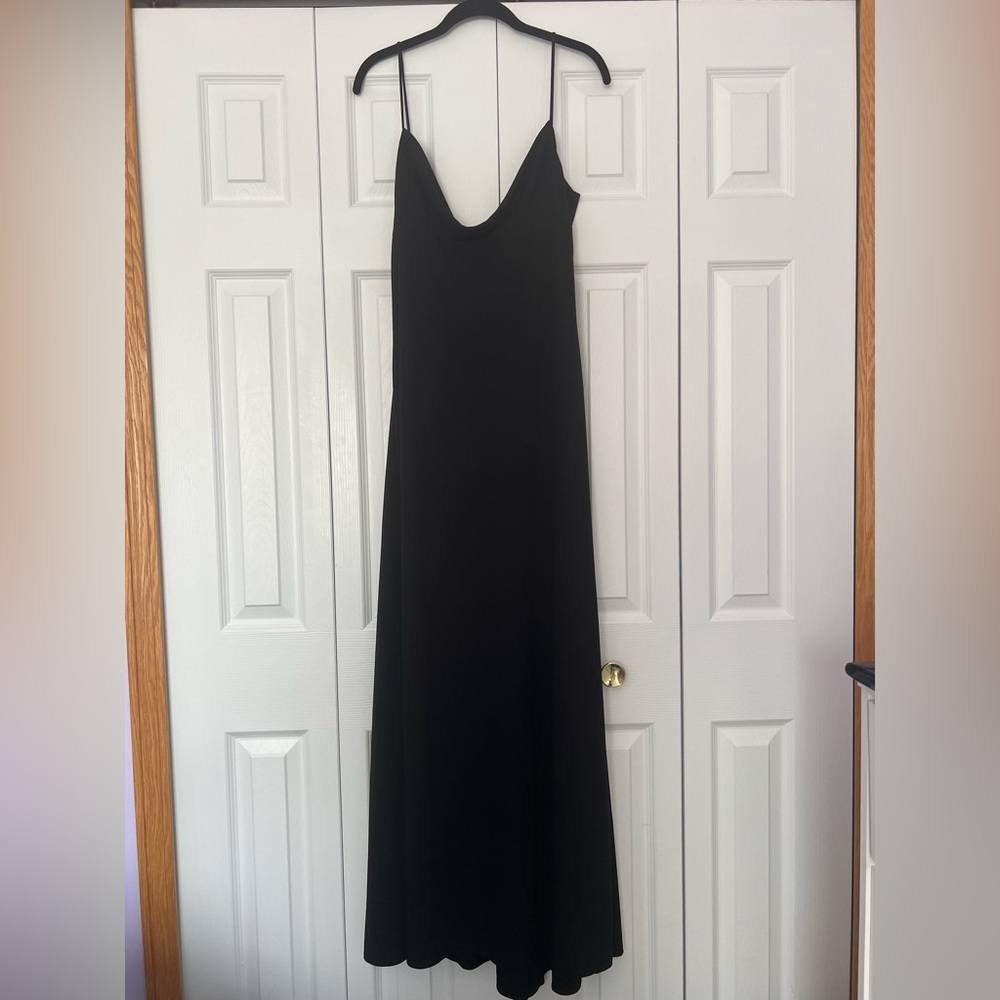 Zara Classic Black Open Back Maxi Dress